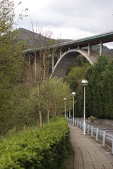 Bridge over a park in Bilbao, Spain