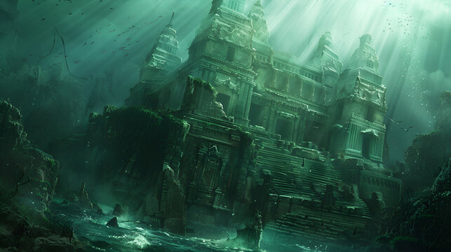 Underwater dwaraka city , generative ai
