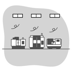 涼しい室内に置かれたNCマシニング
