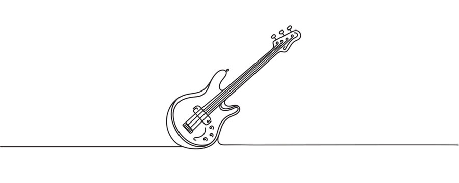 black line art bass guitar clip art preview