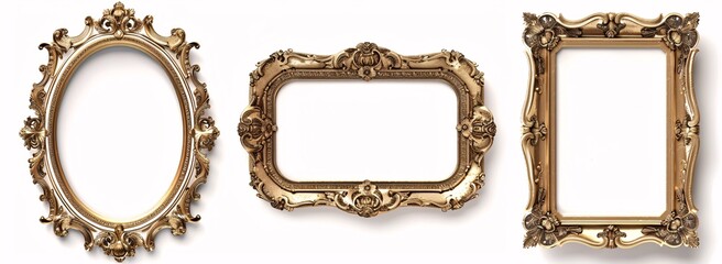 a gold frame with a white background