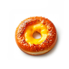 Bagel Covered in Cheese and Sesame Seeds. Generative AI