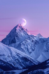 a moon over a mountain