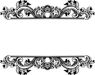 Black and white blank ornament label design stock illustration