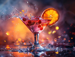 Several glasses of famous cocktail Martini, shot at a bar with shallow depth of field Ingredients:...