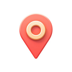 A red map pin with a yellow circle, set on a transparent background