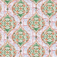 Seamless Colorful tie dye shibori print. Seamless hand drawn batik pattern.Rug textured background. Modern batik wallpaper tile. Watercolor pattern for fabric, clothes, wallpaper. Ethnic design.

