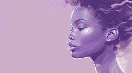 light purple color African American illustration for fashion banner
