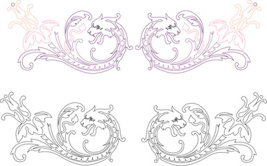 Vector sketch illustration of traditional ethnic floral ornament design for completeness of the image