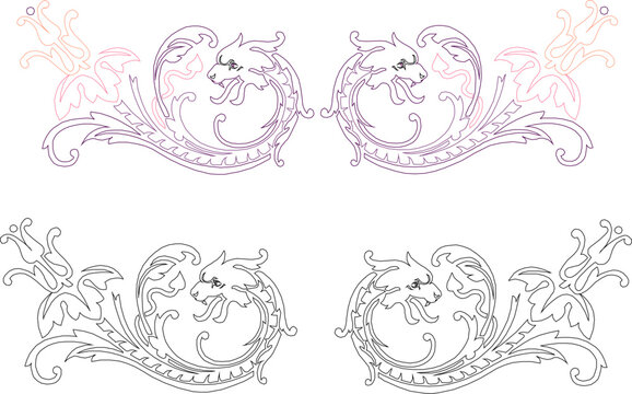 Vector sketch illustration of traditional ethnic floral ornament design for completeness of the image