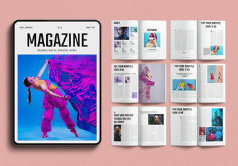Digital Magazine Layout Design Template - obrazy, fototapety, plakaty