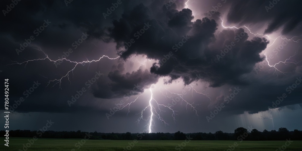 Wall mural lightning in the thunderclouds
