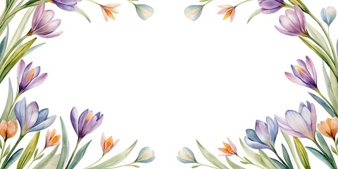 Fototapeta na wymiar Minimalist Spring Flowers Border With Copy space , Spring Flowers Frame , Spring Floral Border