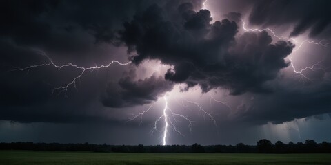 Naklejka na ściany i meble Lightning in the thunderclouds