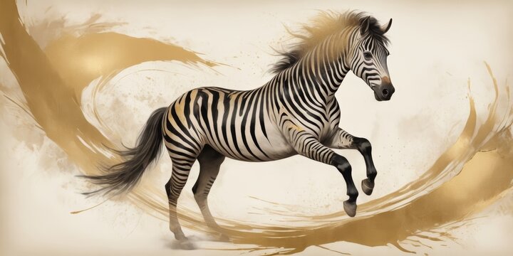 Oil painted zebra