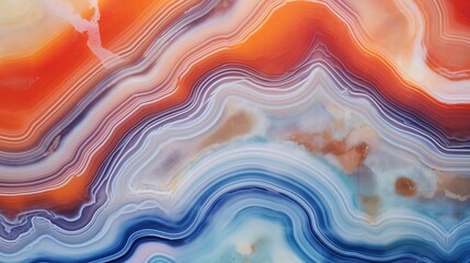 Spectacular gradient surface of agate rock captured with exceptional clarity, highlighting the intricate layers and colors with precision, akin to a high-definition photograph taken with a professiona - obrazy, fototapety, plakaty