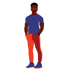 Stylish afro black man in elegant art style vector