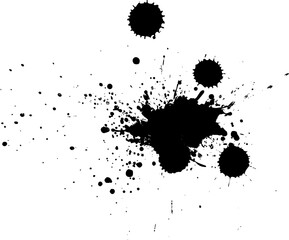 black ink brush splatter splash on white background