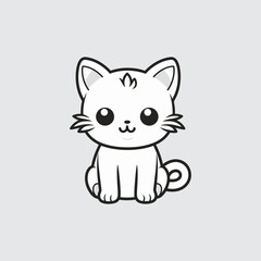 simple flat element illustration of a cute cat