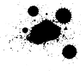 black ink brush splatter splash grunge graphic on white background