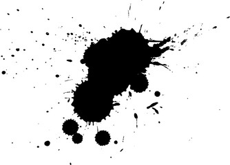 black watercolor brush painting splash splatter grunge graphic style