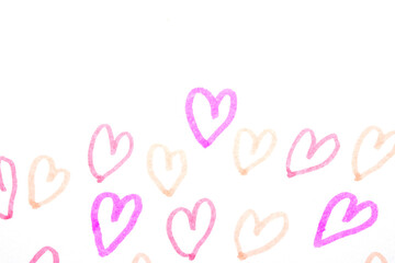 Hand Drawn Simple Scribble Love Hearts Sketch Illustration Pink on a White Background