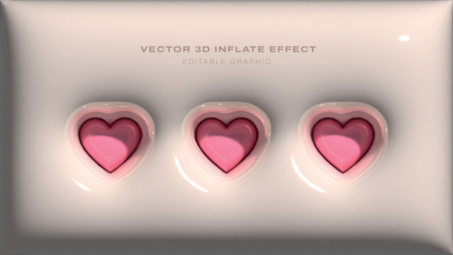 Heart Vector 3d inflate plastic effect
