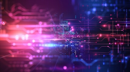 Fototapeta premium Modern wide Hi-tech digital technology concept neon color