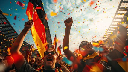 Football Fans Celebrating Victory in Stadium