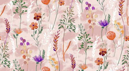 Seamless Colorful tie dye shibori print. Seamless hand drawn batik pattern.Rug textured background. Modern batik wallpaper tile. Watercolor pattern for fabric, clothes, wallpaper. Ethnic design.