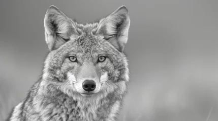 Foto auf Acrylglas An alert Coyote (Canis latrans) at the Rocky Mountain Arsenal National Wildlife Refuge near Denver, Colorado, USA  Colorado, United States of America, 8k Genrative AI © Sumbul