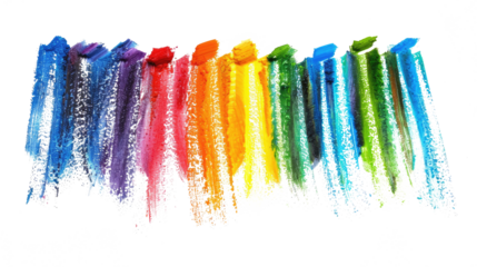 rainbow colored drawn colorful scribble wax pastel isolated on white or transparent png