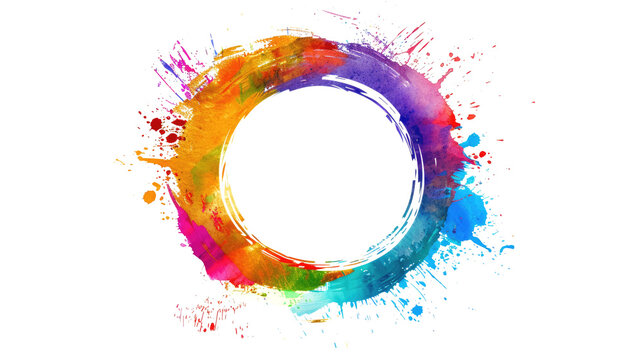 scribble colorful circle brush stroke, isolated on white or transparent png