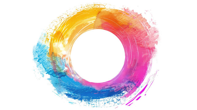 scribble colorful circle brush stroke, isolated on white or transparent png