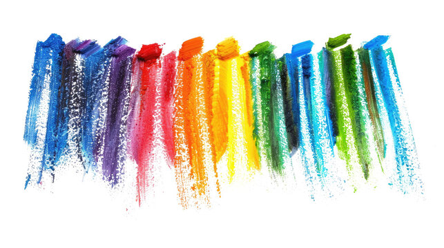 rainbow colored drawn colorful scribble wax pastel isolated on white or transparent png