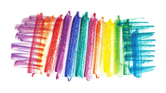rainbow colored drawn colorful scribble wax pastel isolated on white or transparent png - Powered by Adobe