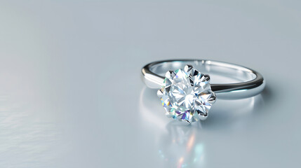 A diamond ring in a studio scene that clearly shows off the details of the ring's design.