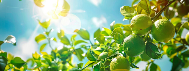 Lime harvest in the garden. selective focus. - obrazy, fototapety, plakaty