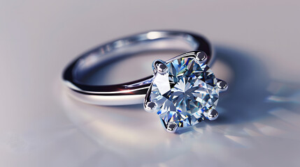 A diamond ring in a studio scene that clearly shows off the details of the ring's design.
