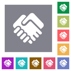 Handshake solid square flat icons