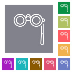 Lorgnette outline square flat icons
