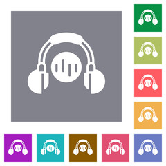 Music listening square flat icons