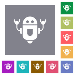 Rolling robot square flat icons