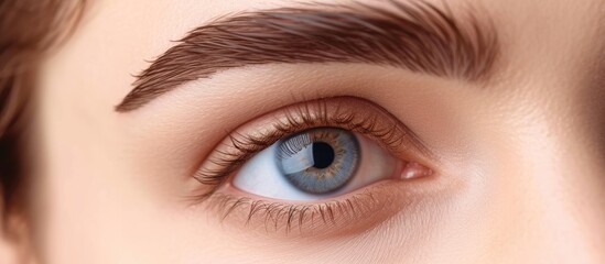 Close-up of a lady using eyebrow growth product.