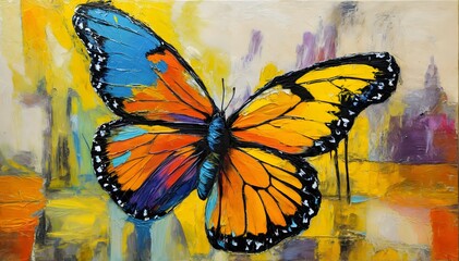 abstract painting of a colorful butterfly.