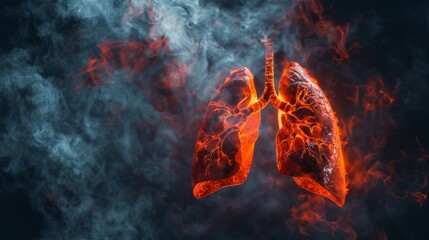 Lungs Ablaze: The Dangers of Smoking - obrazy, fototapety, plakaty