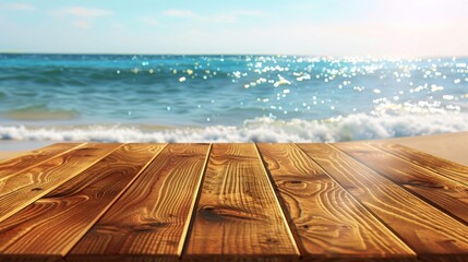 Wooden Table on Sandy Beach