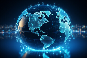 Concept of global network and connectivity on Earth, data transfer and cyber technology