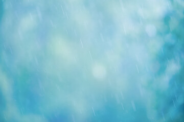 Abstract blue background with raindrops and bokeh. Spring Abstract Background