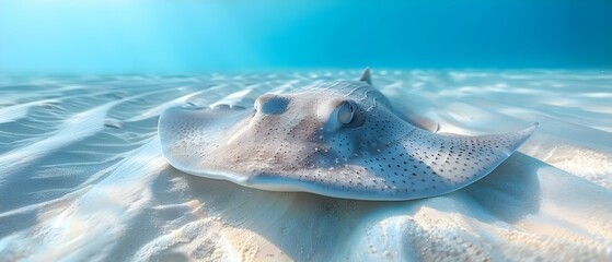Exploring the Fascinating Features of Stingrays: Their Sharklike Appearance and Cartilaginous Fins. Concept Marine Life, Stingrays, Sharklike Appearance, Cartilaginous Fins, Fascinating Features - obrazy, fototapety, plakaty